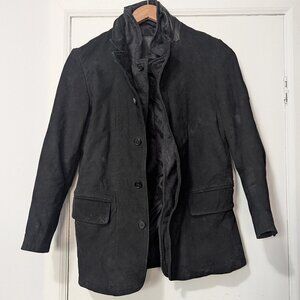 All Saints Survey Black Leather Blazer Jacket XS